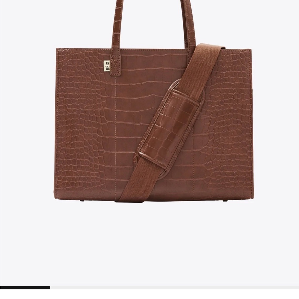 BEIS Brown Croc Work Tote